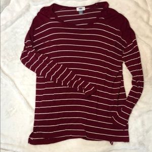 Maroon and white striped tee